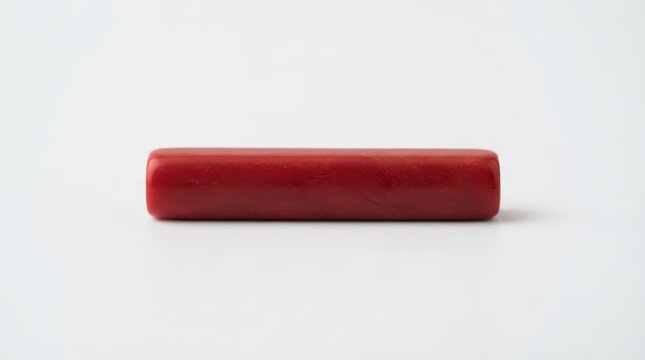 Cylindrical red gemstone bead isolated on white background