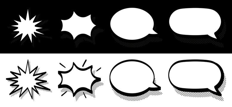 PNG Comic speech bubbles vector illustration on transparent background