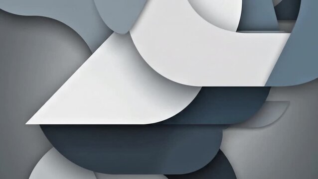 Abstract background with overlapping paper cut shapes in shades of grey and white.