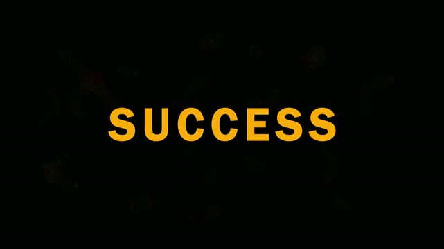 Success Text Animation with Fiery Burning Effect in Dark Cinematic Setting