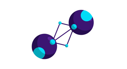 Fototapeta premium Abstract Minimalist Molecule Vector Illustration for Science and Technology Concepts - Purple and Teal Connection Graphic