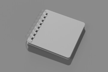 blank wirebound front hardcover square children picture book mockup template 3d render isolated perspective view © Regi Munandar
