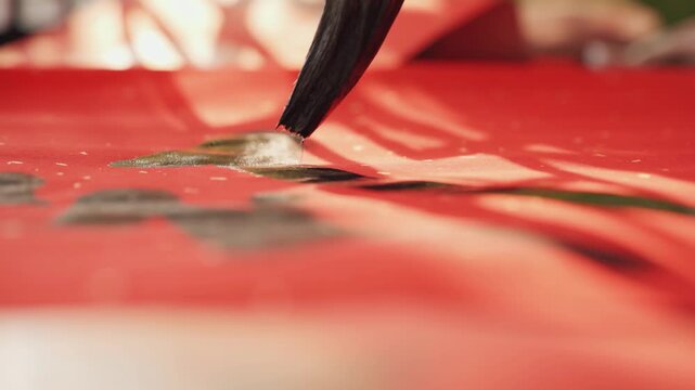  Chinese New Year celebration montage, writing fu character, making dumplings, red lanterns, family reunion dinner Lunar New Year footage