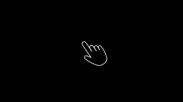 Animated Hand Cursor Click Icon with Finger Pointer on Green Screen Background