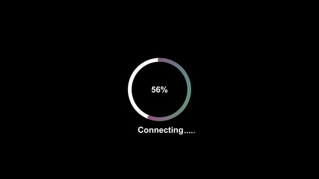 0 to 100 Percent Loading Progress Animation, Circular Progress Indicator, Dark Background, 4K Motion Graphics