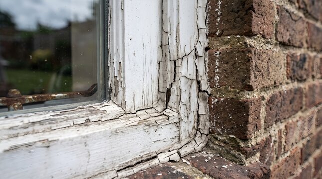 Photorealistic microstock photo of cracked caulking around a