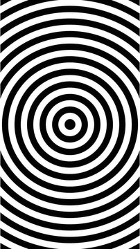 Black and white concentric circles hypnotic optical illusion portrait loop