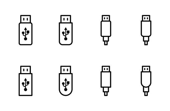 Usb icon symbol for apps and websites. usb charging. Flash disk sign and symbol. flash drive sign.