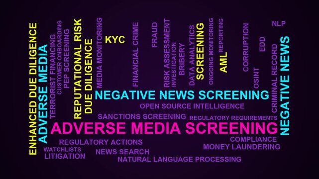 Adverse Media Screening Word Cloud