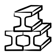 Naklejka premium Steel Beam Icon - Handdrawn