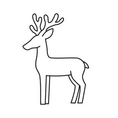 Minimalist Cute Reindeer Outline Icon Illustration © milami