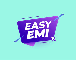 Obraz na płótnie Canvas easy emi offer promotional purple label on light background