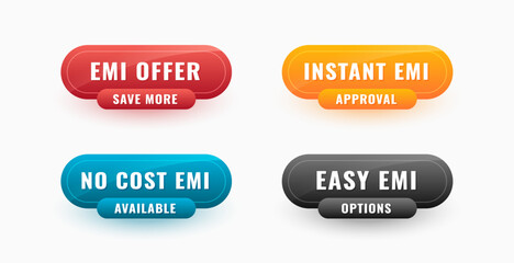 Fototapeta premium isolated glossy emi payment offer tags in set of four