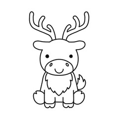 Minimalist Cute Reindeer Outline Icon Illustration © milami