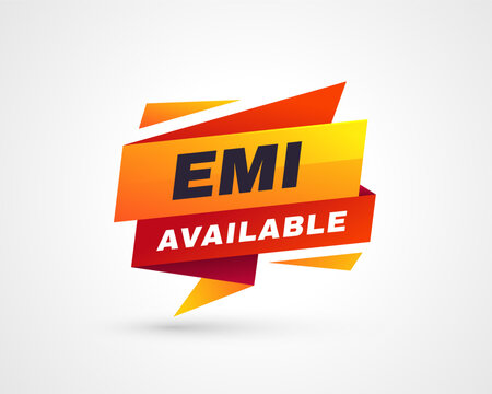red and yellow emi available payment offer origami label design