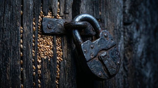 The Parable of the Rich Fool. A wealthy man greedily looking at his newly built, massive barns overflowing with grain at night.
