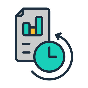 Scheduled Reports Icon - Lineal Color