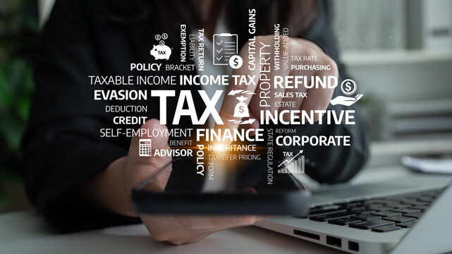 A close-up image illustrating taxation concepts, focusing on financial strategies related to income tax, evasion, and corporate incentives for better financial management. Tessel