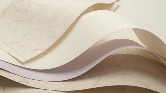 abstract textured beige paper sheets waving gracefully background