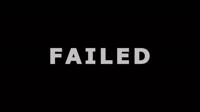 Digital glitch text FAILED repeating in dark void with chromatic aberration effect
