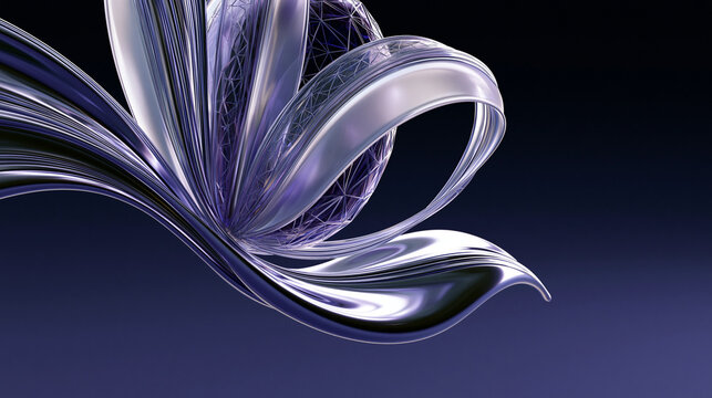 Frosted glass ribbons wrapped in liquid platinum, visualizing advanced AI reasoning, inference pathways, explainable intelligence and cognitive architecture, transparent decision systems