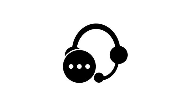 Animated Customer Support Headset Icon with Speech Bubble Motion Graphic