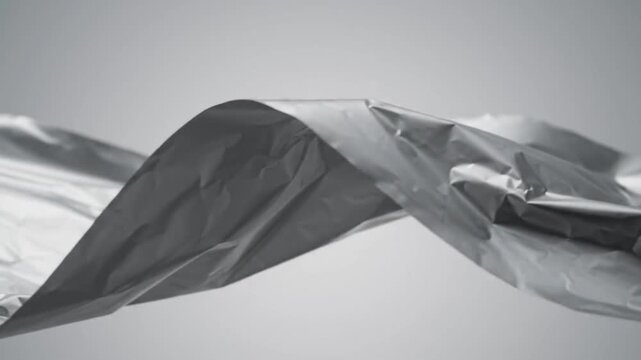 abstract silver aluminum foil waving smooth metallic reflection motion background loop