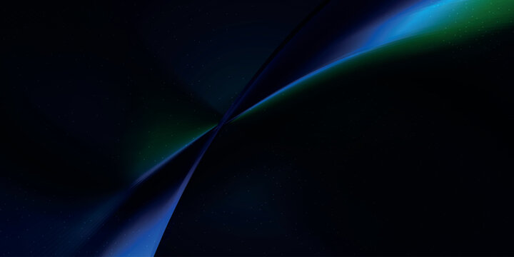 Glowing blue and green abstract 3D wave on dark background