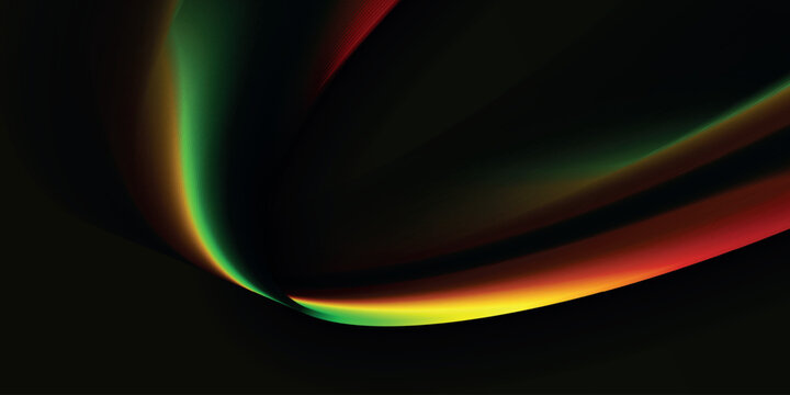 Glowing green and orange abstract wave on dark background