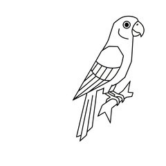 Fototapeta premium Line art parrot on a branch