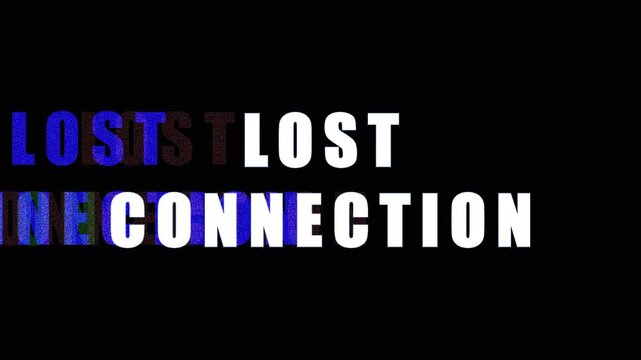 Digital glitch text animation with changing colors and subtle movement for concept of disconnection