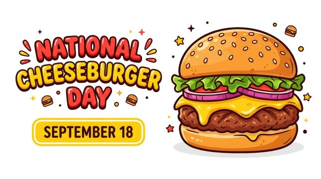 National cheeseburger day september 18 celebration graphic with a delicious burger illustration