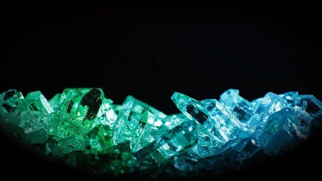 Dynamic shimmering geometric ice grid cyan light, winter VJ loop