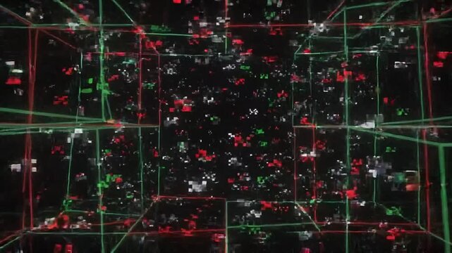 Intense abstract datamosh glitch effect in pure red green and white, high energy VJ loop