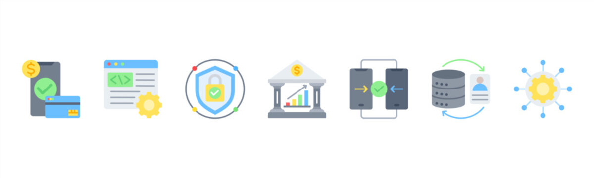Open Banking web banner featuring Payment, API, Security, Finance, Transactions, Data, and Integration for digital banking and financial technology systems.