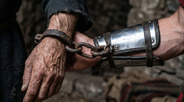 Paul under house arrest in Rome, his wrist chained to a heavily armored Praetorian guard, dictating a letter