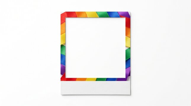 Rainbow ribbon photo frame on a surface