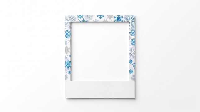 Photo frame with blue and silver winter snowflake pattern