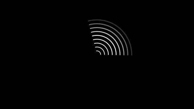 White radio waves seamless animation video footage sound wave signal, radar, wave Animation of circular electric wave spreading with transparent channel. network tower 4k video animation.