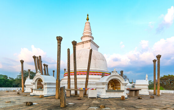Thuparamaya Dagoba in Anuradhapura, Sri Lanka, regarded as the first stupa built in Sri Lanka after the introduction of Buddhism.