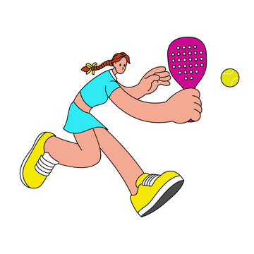 Happy Women Padel Player in Simple Style