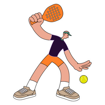 Padel Player Serve in Flat Simple Style