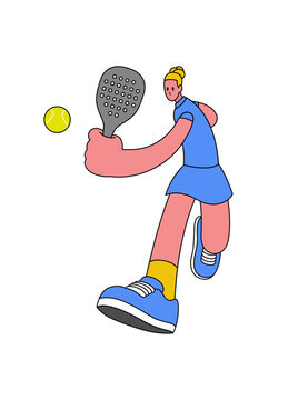Women Padel Tennis Player in Simple Style Illustration