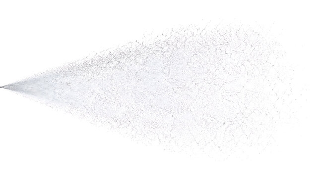 White spray mist isolated on white background, aerosol cloud or water vapor particle effect.
