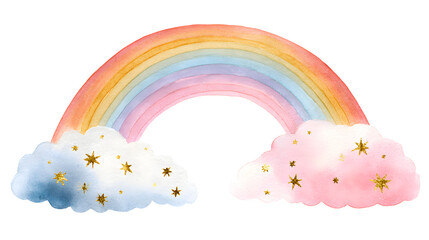 Obraz premium Rainbow with clouds with illustration