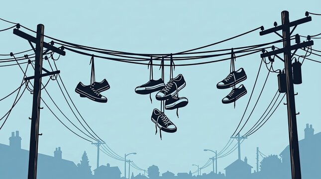 vector illustration of a clothesline