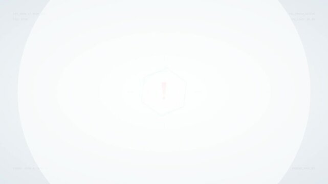 Futuristic HUD Warning Interface with Pulsing Red Exclamation Symbol