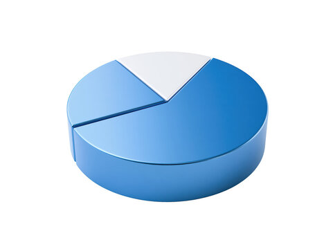 3D blue pie chart showing business data statistics and market share analysis