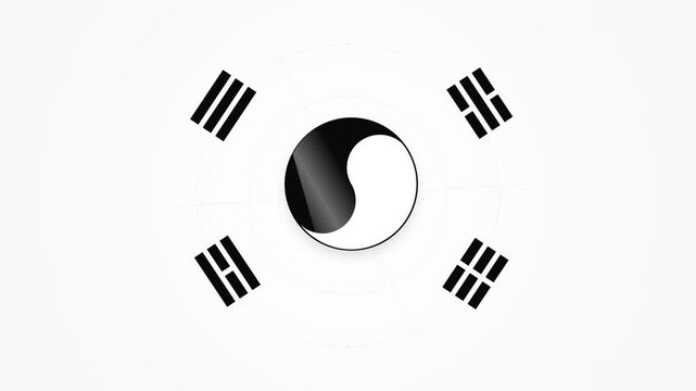 Minimalist South Korean flag inspired graphic animation