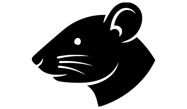 Black Rat Head Silhouette Rodent Pest Control Vector Icon